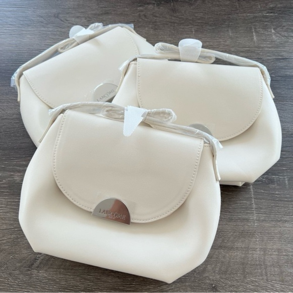 3X Lancôme White Handbag  Cosmetic Bag